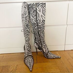 Gianmarco Lorenzi Zebra Tall Boots In Size IT39.5